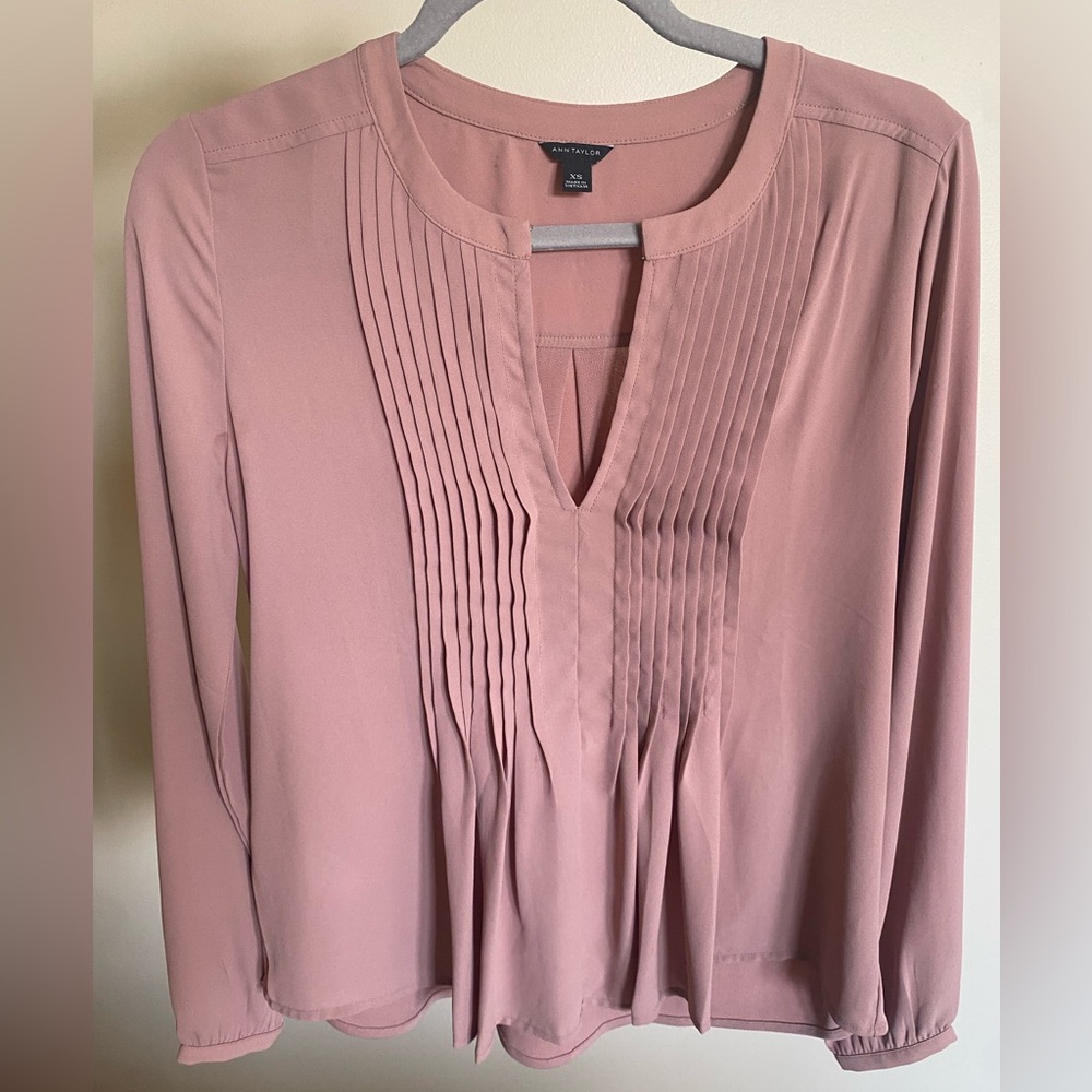Ann Taylor Women's Pink Pleated Top